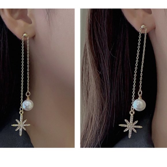 Lagom Studio Jewelry - 💙Star Shiny Pearl Threader Earrings